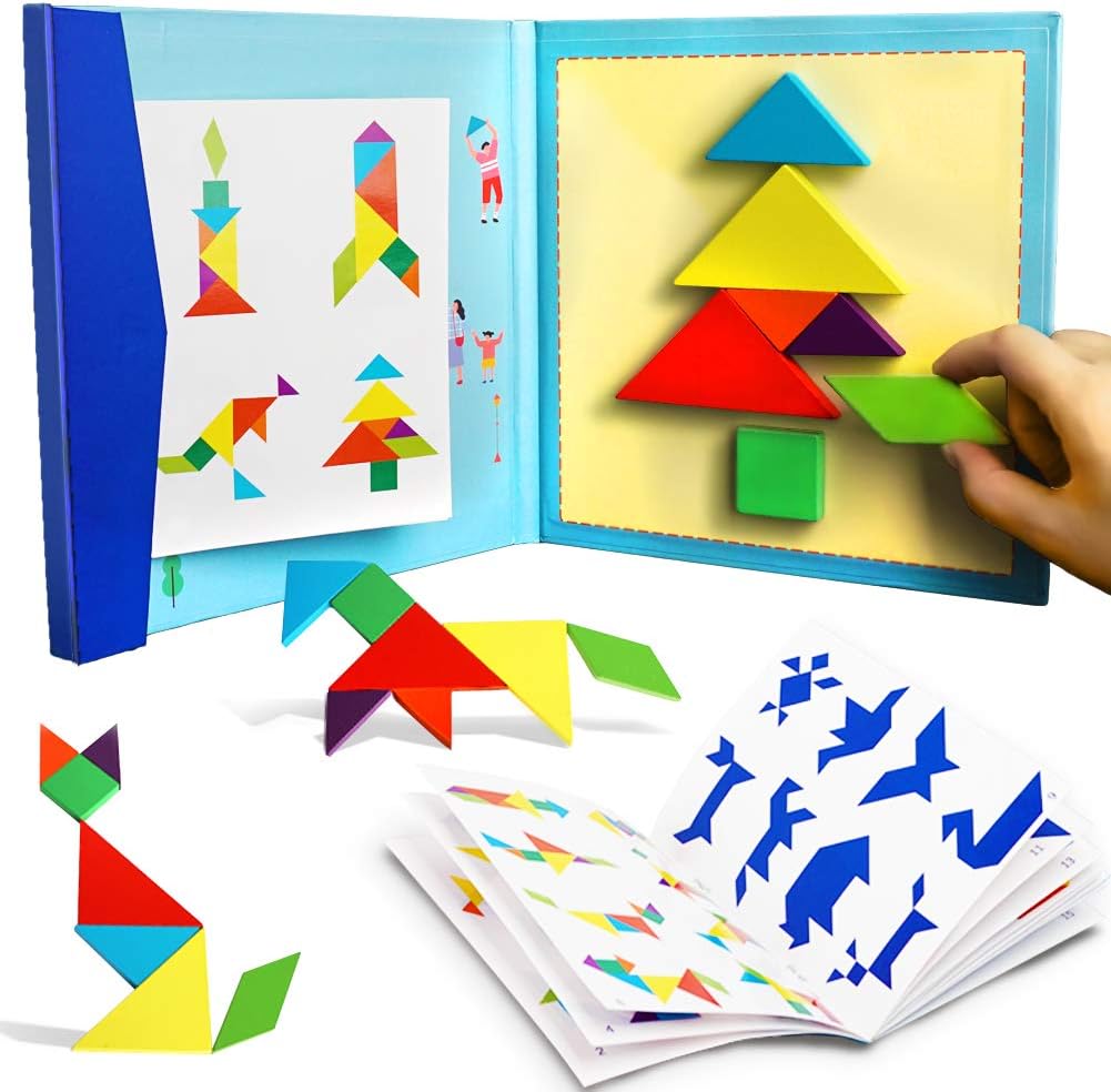 Magnetic Wooden Tangram Activity Book