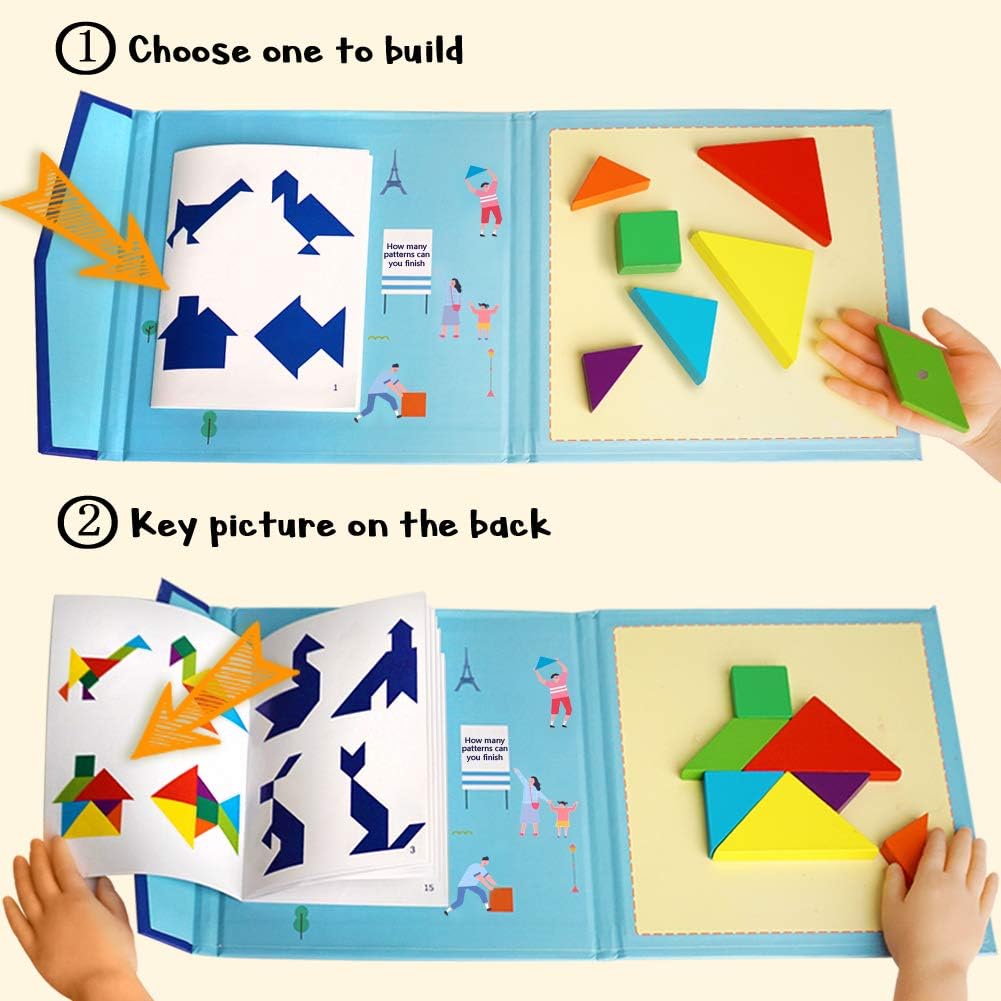 Magnetic Wooden Tangram Activity Book