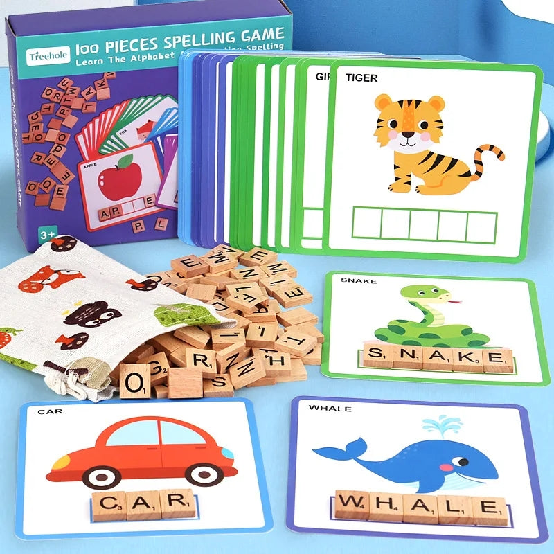 Wooden Spelling Flash Card Preschooling Game