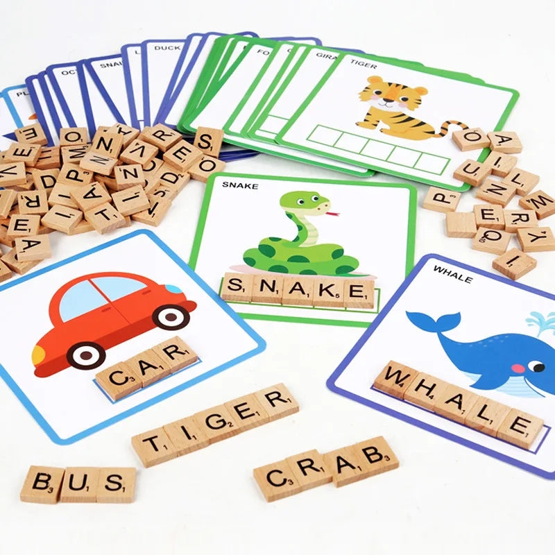 Wooden Spelling Flash Card Preschooling Game