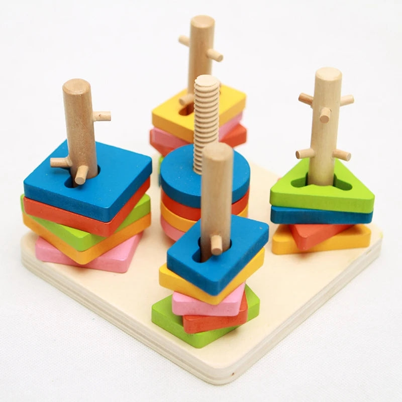 Wooden 5 Column Activity Geometric Shapes Sorter Set