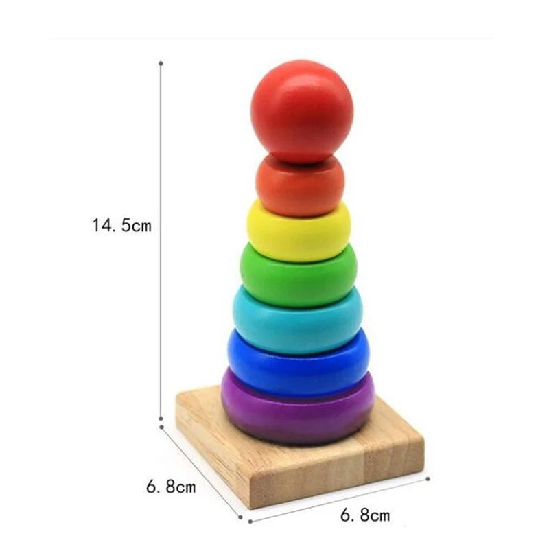 Wooden Multicolor Stacking Ring Tower