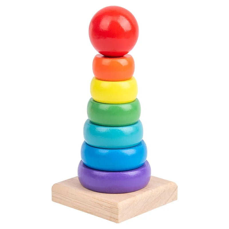 Wooden Multicolor Stacking Ring Tower