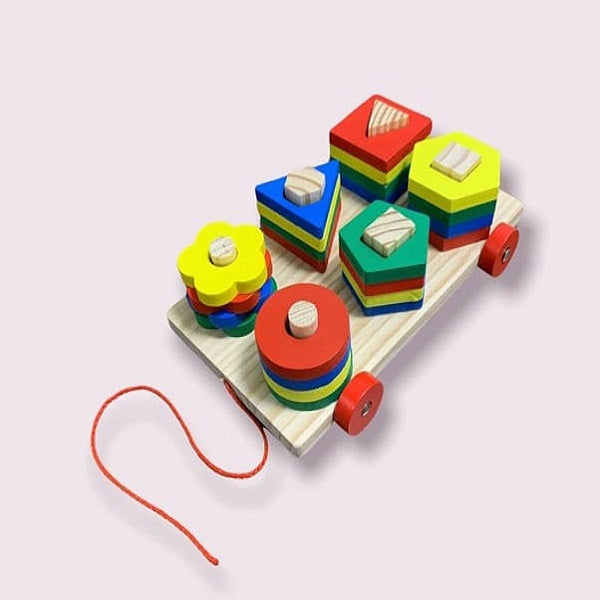 Wooden Intelligence Geometric Shapes Sorting Trailer Set