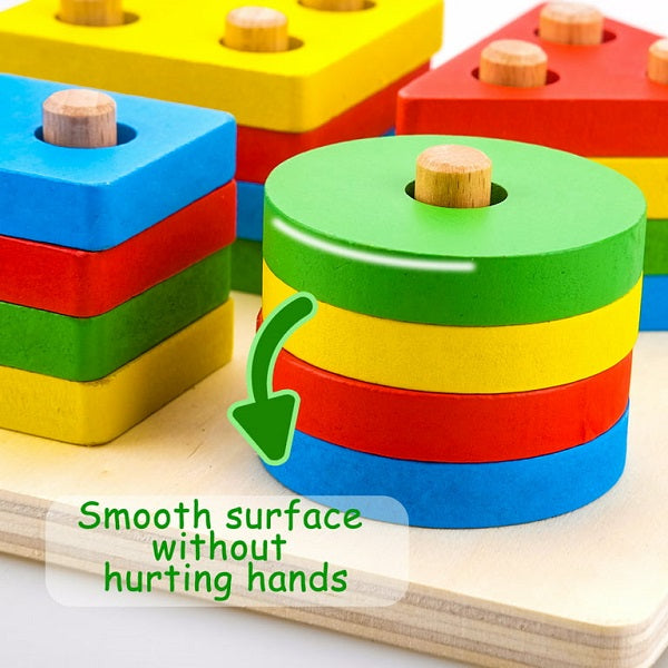 Wooden Intelligence Geometric Shapes Sorting Trailer Set