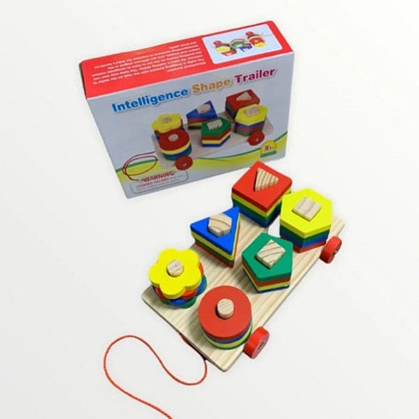 Wooden Intelligence Geometric Shapes Sorting Trailer Set