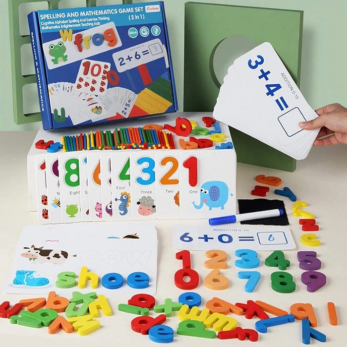 Wooden Multicolor 2-in-1 Alphabets & Numbers Early Educational Activity