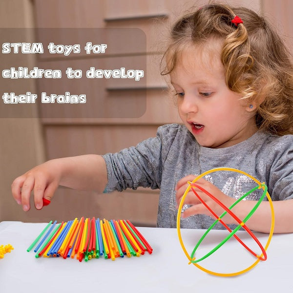 Plastic Straw Multicolour Building Block Set-110 Pcs 