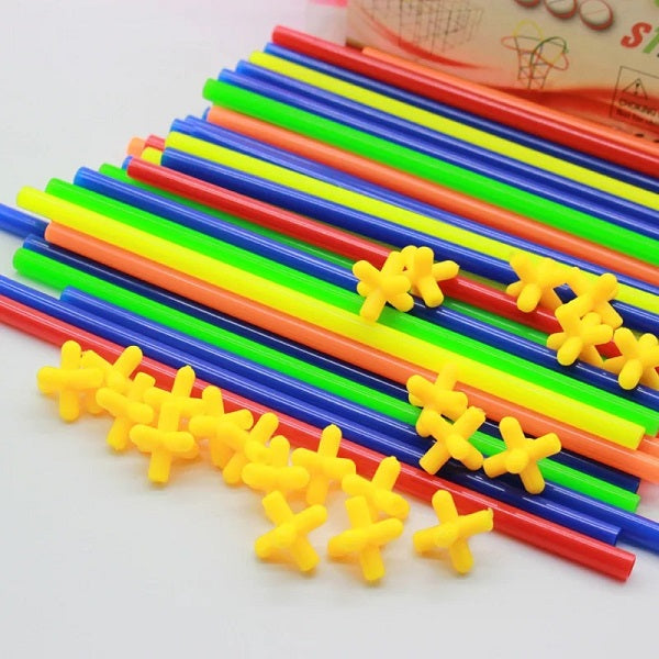 Plastic Straw Multicolour Building Block Set-110 Pcs 