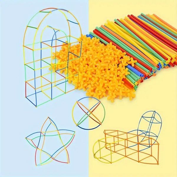 Plastic Straw Multicolour Building Block Set-110 Pcs 