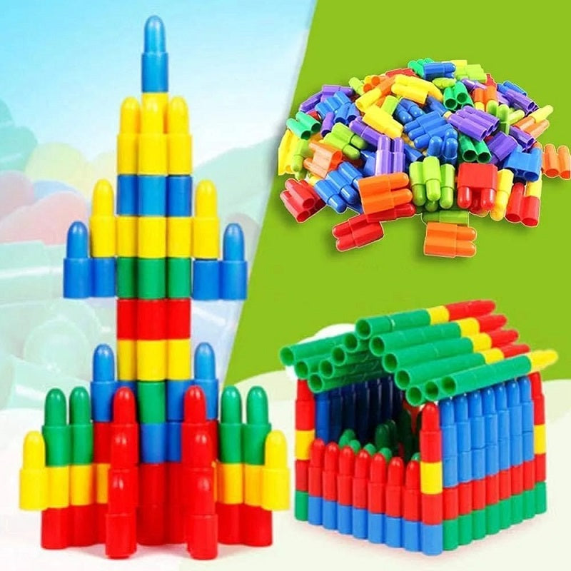 Plastic Bullet Multicolor Construction Building Blocks Set