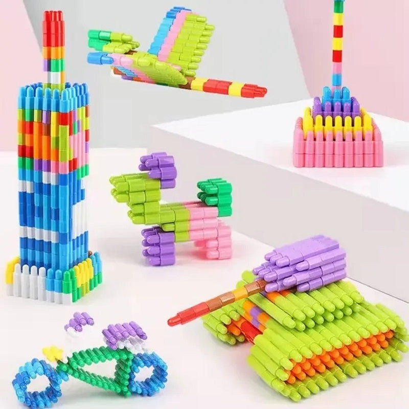 Plastic Bullet Multicolor Construction Building Blocks Set