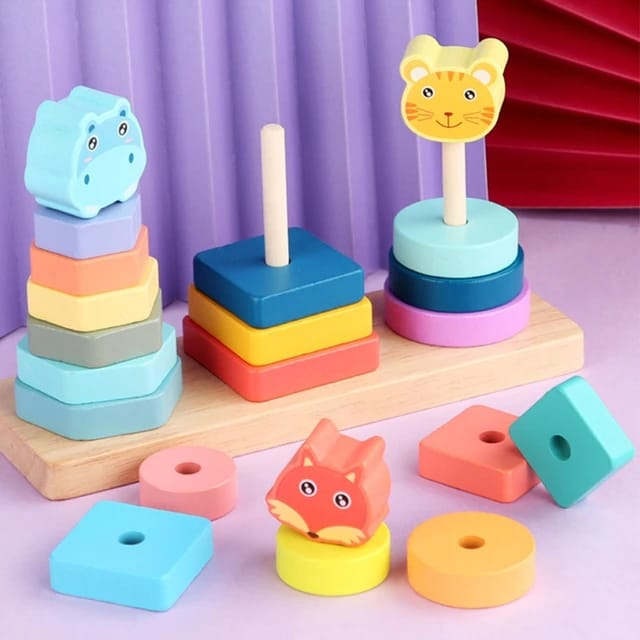 Wooden Shape Sorting Animal Geometric Matching Set