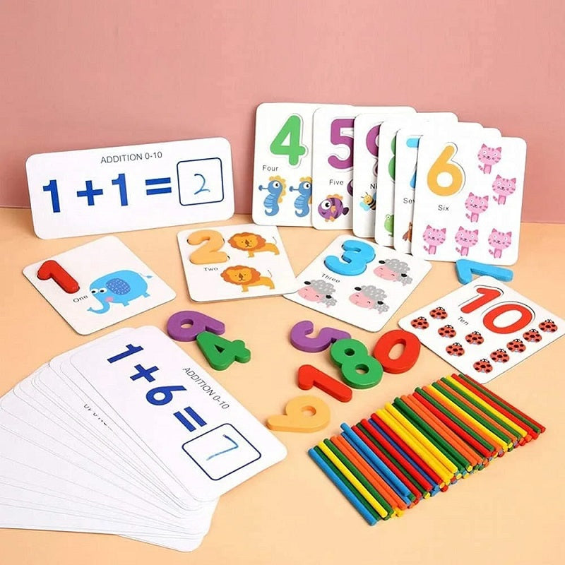 I Love Maths Calculation Flash Cards Educational Wooden Toy