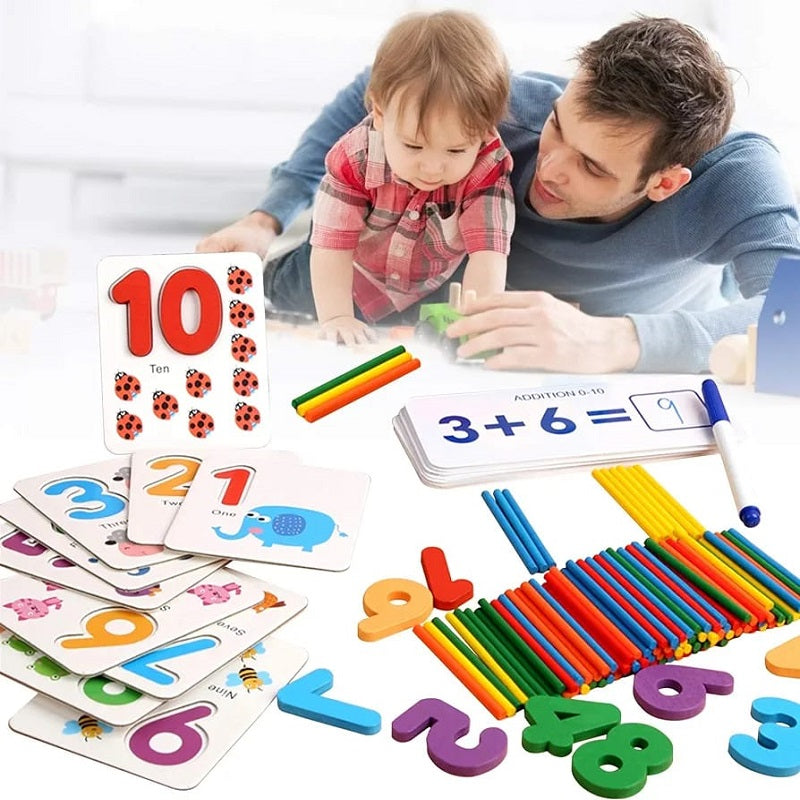 I Love Maths Calculation Flash Cards Educational Wooden Toy