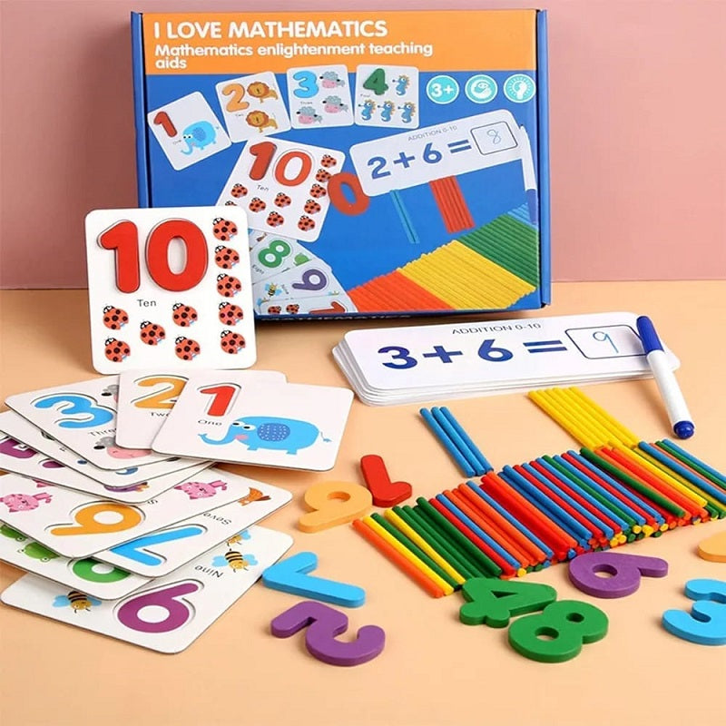 I Love Maths Calculation Flash Cards Educational Wooden Toy