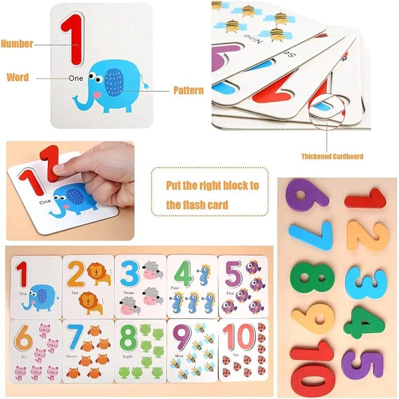 I Love Maths Calculation Flash Cards Educational Wooden Toy