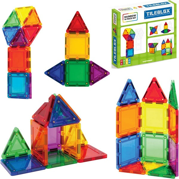 Multicolours Tile Magnetic 3D Building Blocks 14 pcs