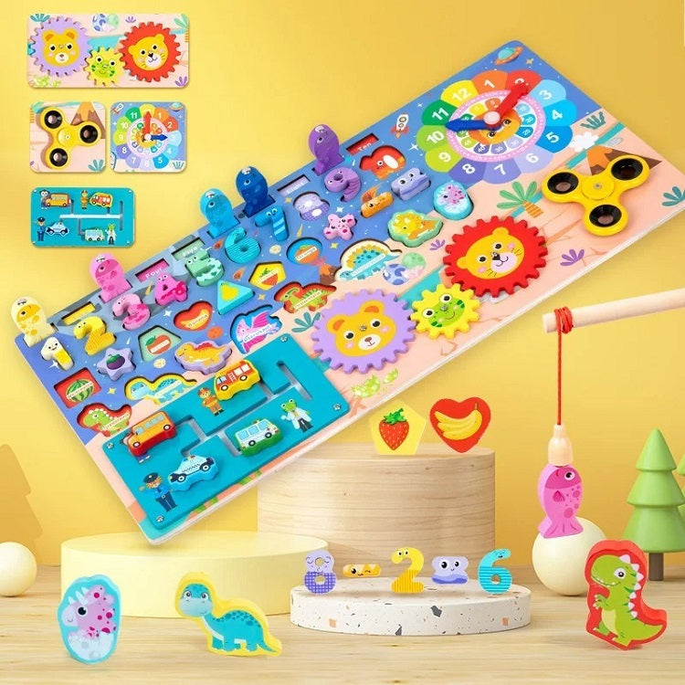 Wooden 8 in 1 Montessori logarithmic Activity Board