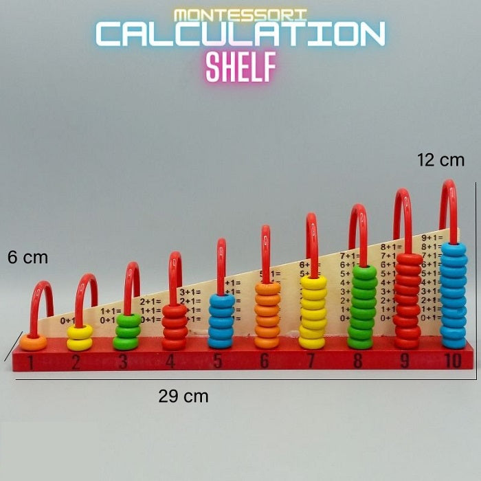 Wooden Multicolor Bead Frame Calculation Abacus Shelf