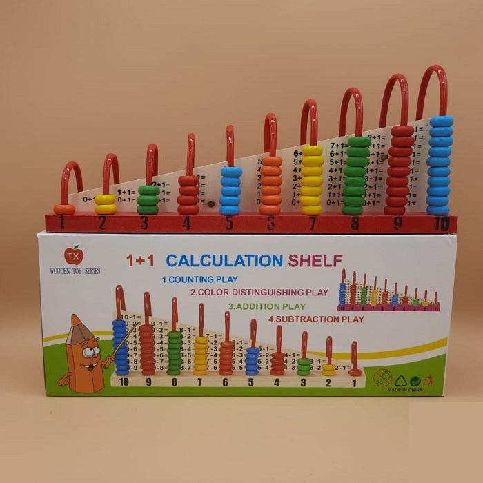 Wooden Multicolor Bead Frame Calculation Abacus Shelf