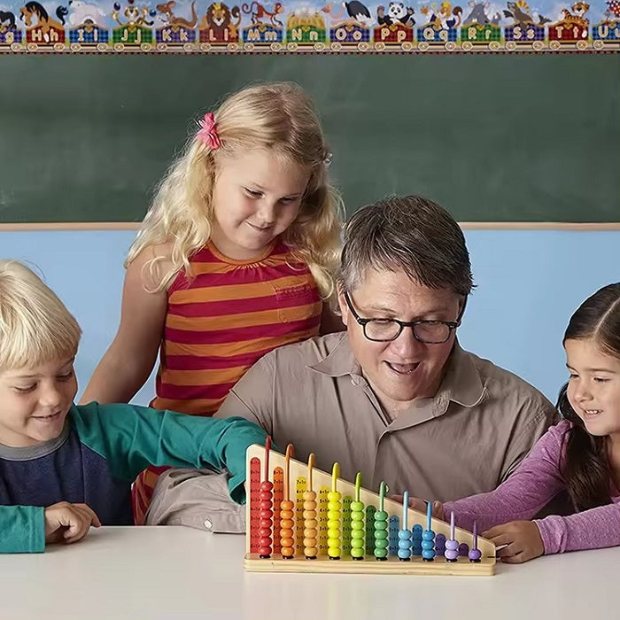 Wooden Multicolor Bead Frame Calculation Abacus Shelf