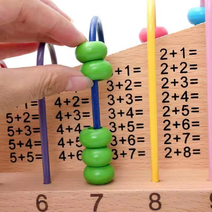 Wooden Multicolor Bead Frame Calculation Abacus Shelf