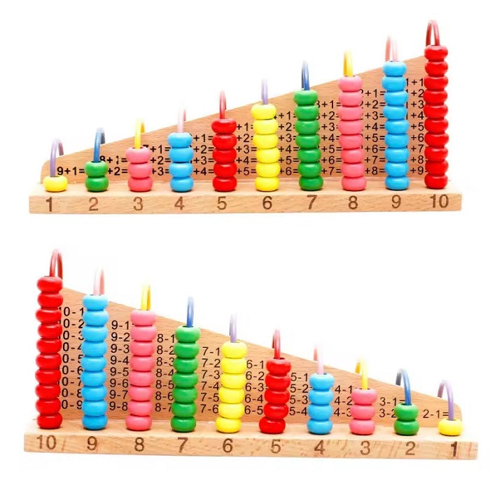 Wooden Multicolor Bead Frame Calculation Abacus Shelf