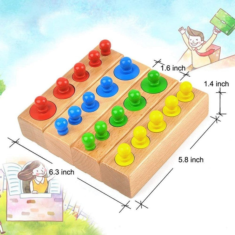 Wooden Montessori Knobbed Cylinder Blocks Educational Toy
