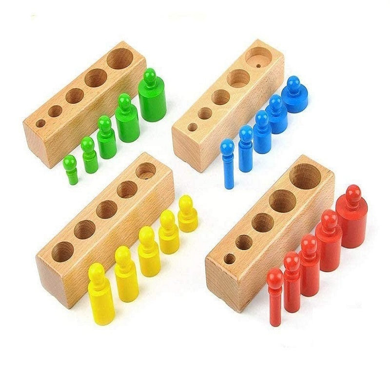 Wooden Montessori Knobbed Cylinder Blocks Educational Toy
