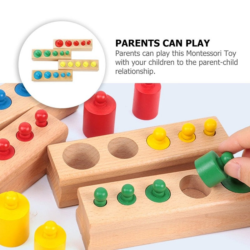 Wooden Montessori Knobbed Cylinder Blocks Educational Toy