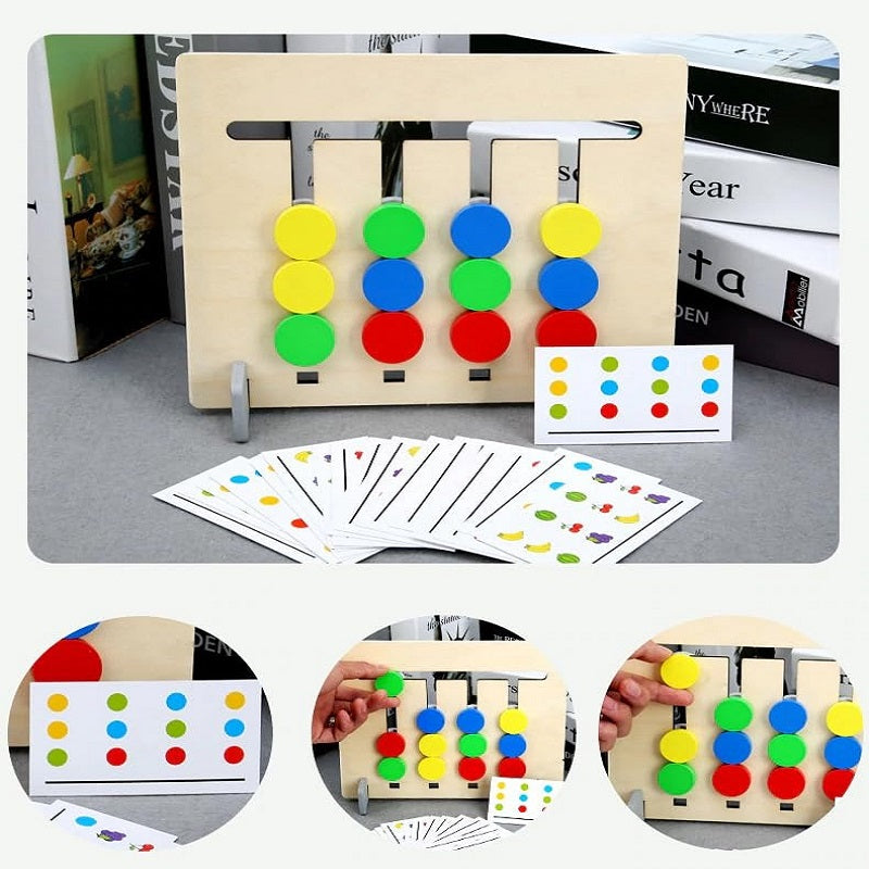 Wooden Double-sided Colours & Fruits Matching Activity Board