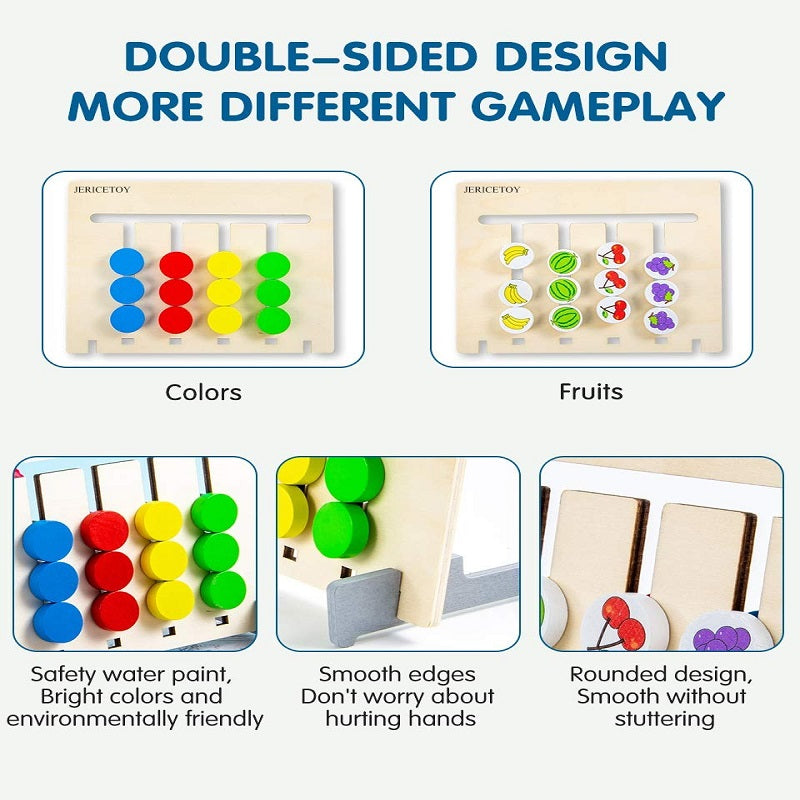 Wooden Double-sided Colours & Fruits Matching Activity Board