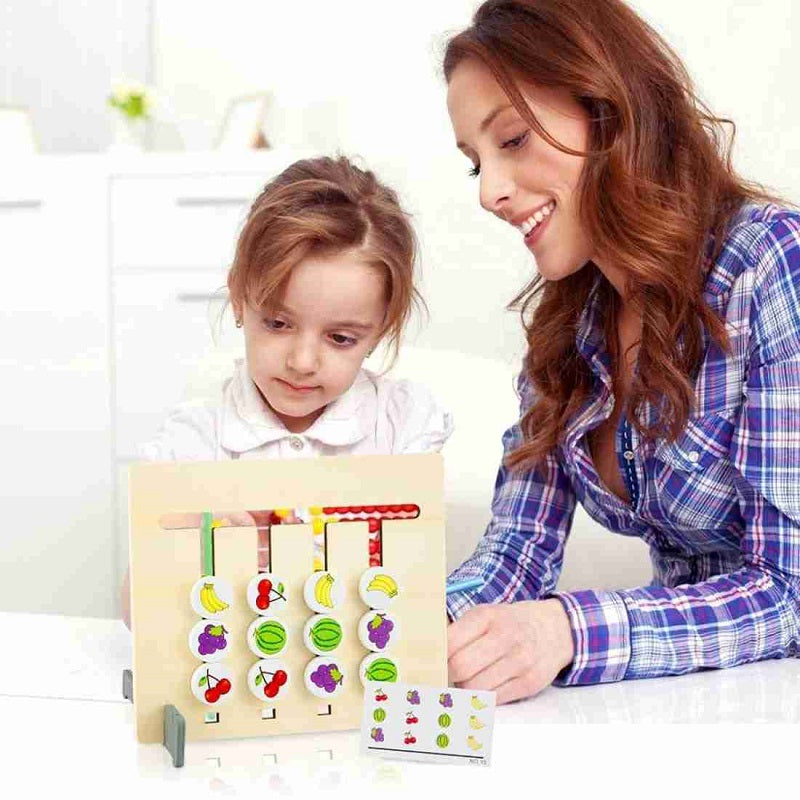 Wooden Double-sided Colours & Fruits Matching Activity Board