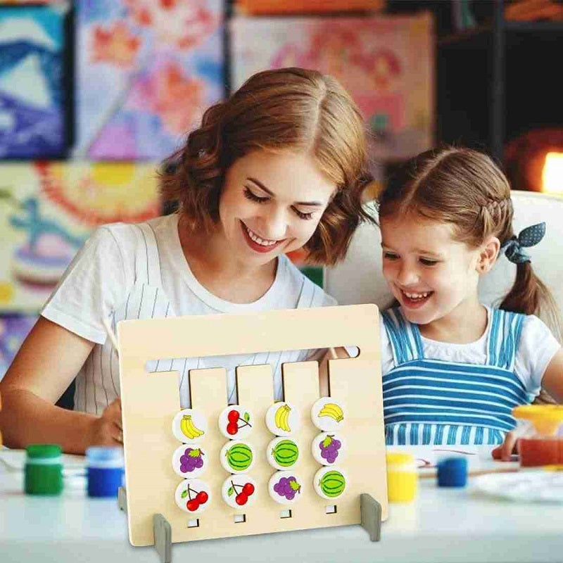 Wooden Double-sided Colours & Fruits Matching Activity Board