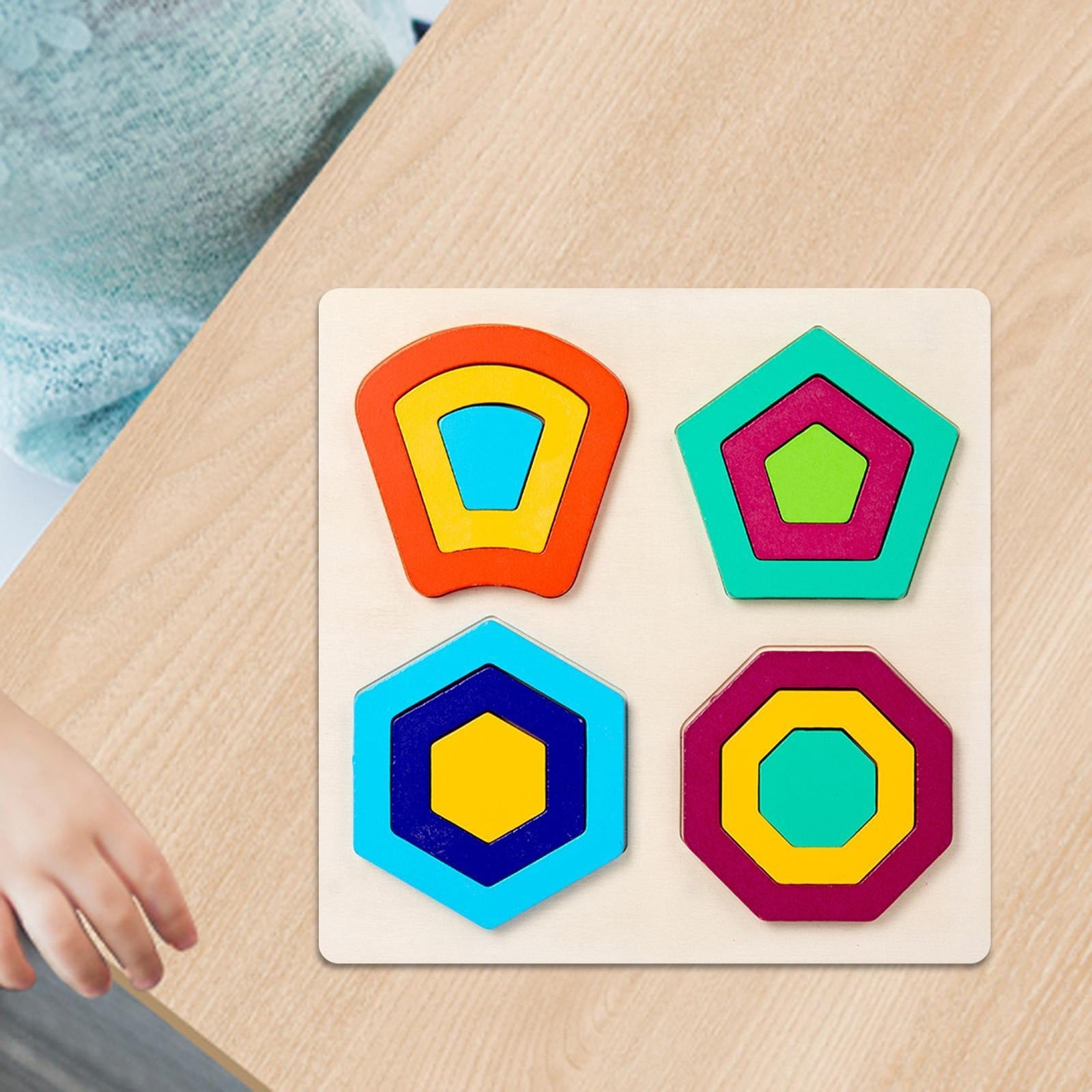 Wooden 3D Multicolour Geometric Shapes Sorting Board