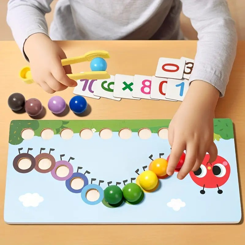 Wooden Montessori Caterpillar Color Matching Beads Educational Toy