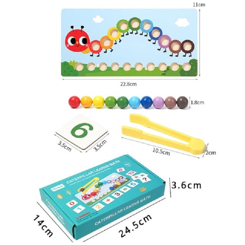 Wooden Montessori Caterpillar Color Matching Beads Educational Toy