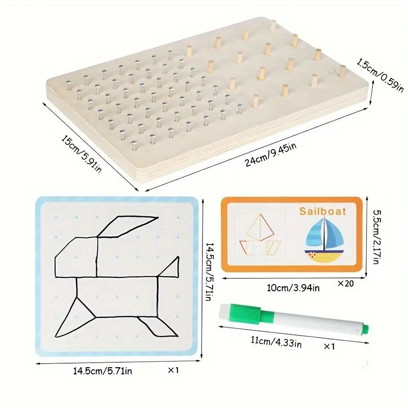 Wooden Nail Board Puzzle Multi-functional Creative Educational Toy