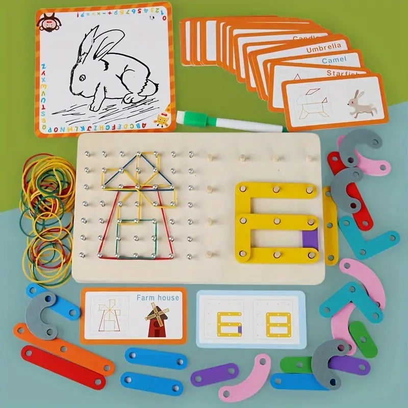 Wooden Nail Board Puzzle Multi-functional Creative Educational Toy