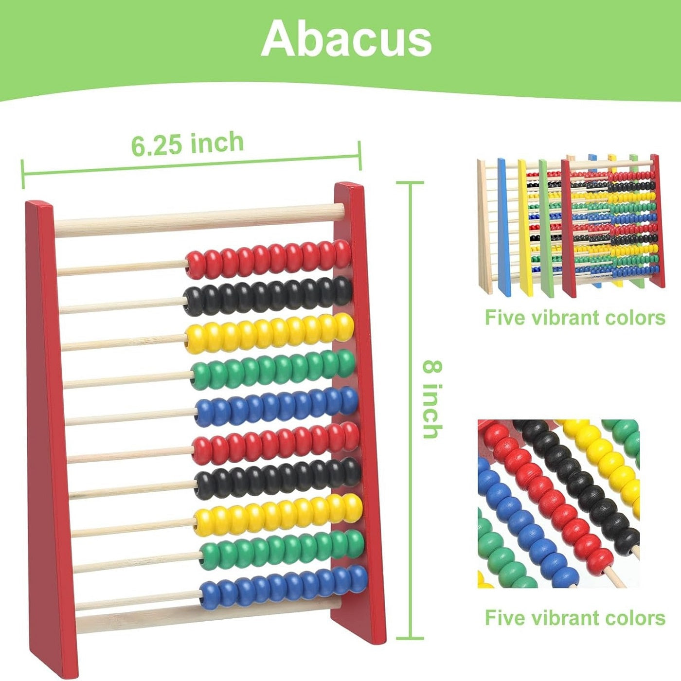 Wooden Multicolour Beads Abacus Counting Rack Educational Toy