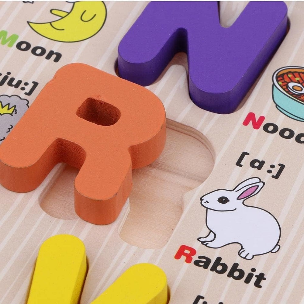 Wooden 3D Multicolour Alphabet Square Sorting Board