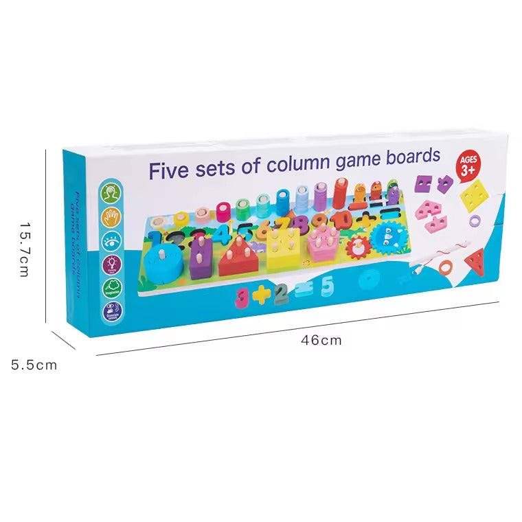 Wooden Multifunctional Five Sets Of Column Activity Board Game