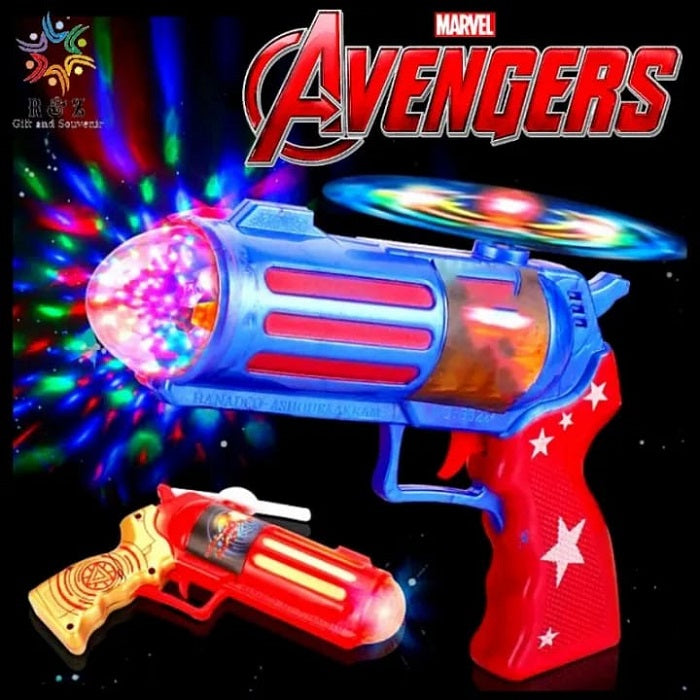 Musical Avengers Theme Toy Gun With Multicolours Lights & Fan