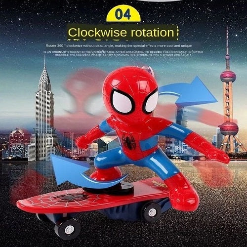 RC Spiderman Stunt Skateboard With 360˚ Rotation & Lights