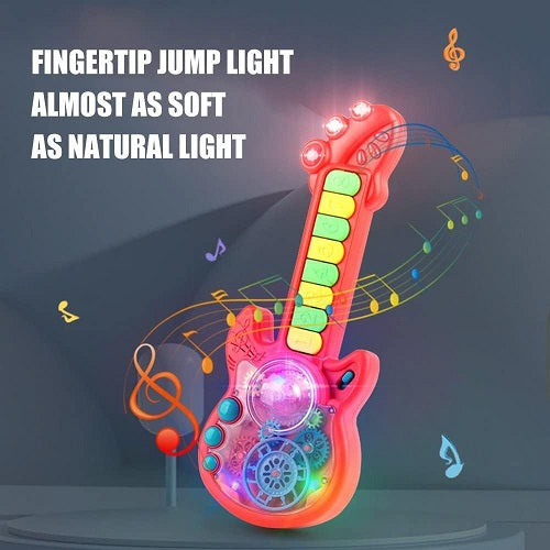 Musical Transparent Gear Electric Guitar with Flashing Lights