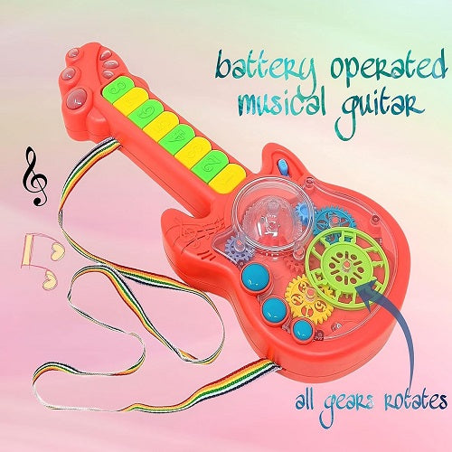 Musical Transparent Gear Electric Guitar with Flashing Lights