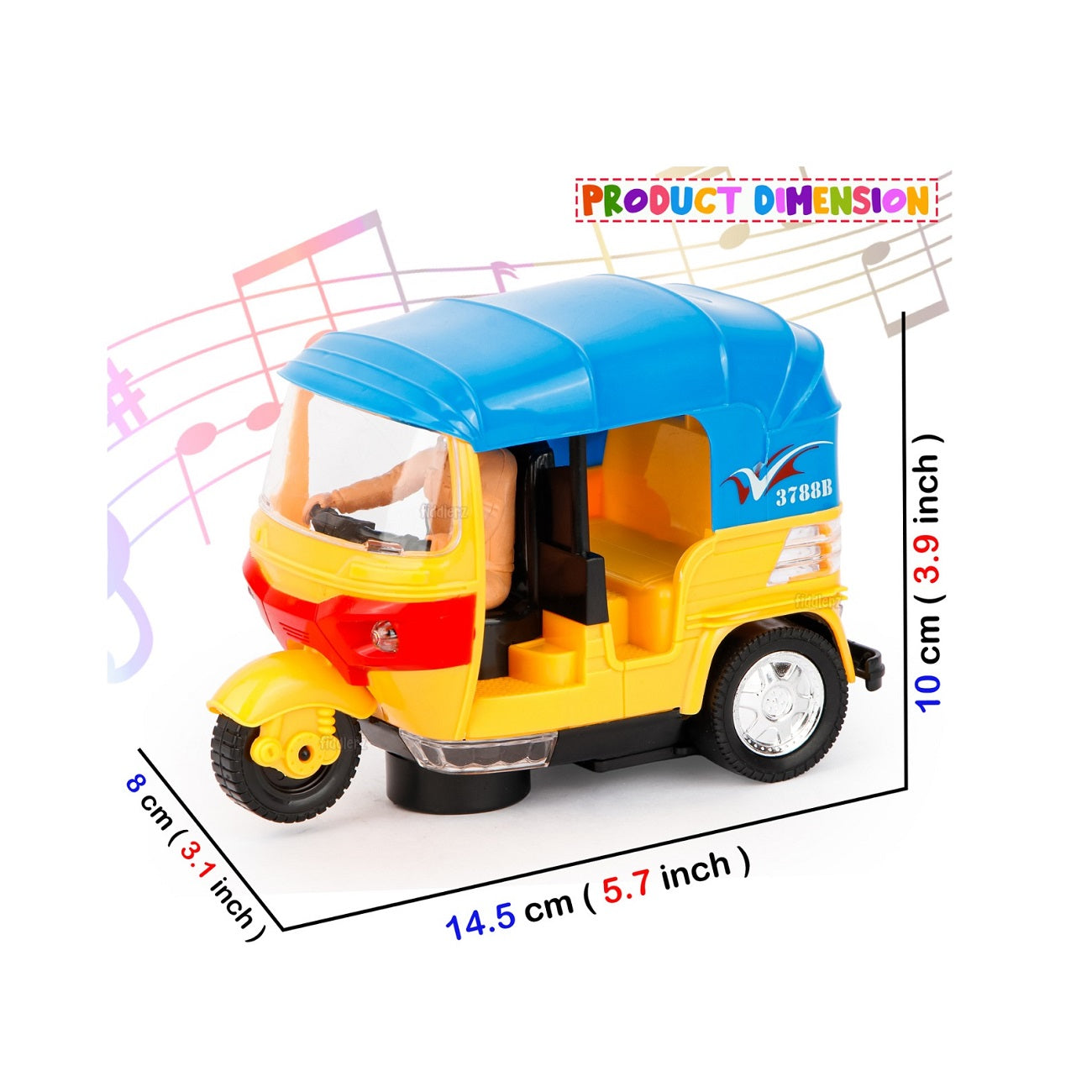 Musical Electric Auto Rickshaw with Flashing Lights Bump & Go