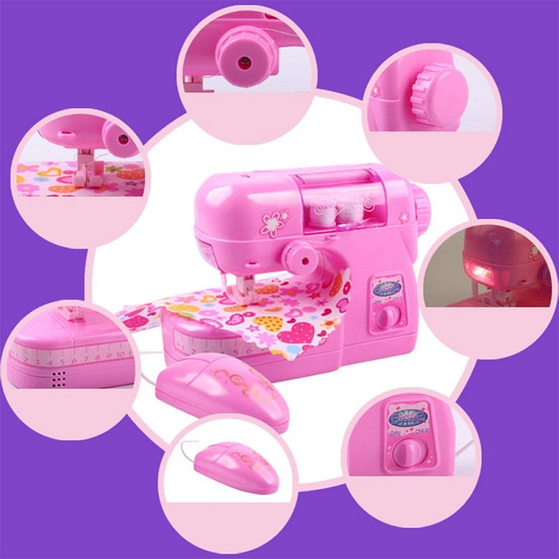 Fancy Pink Electric Sewing Machine Pretend Play Set Educational Toy