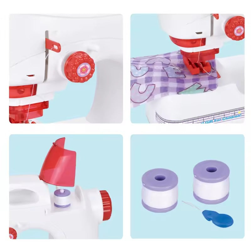 Fancy Red Electric Sewing Machine Pretend Play Set Educational Toy